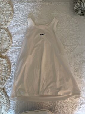 Nike White Dri-FIT Tank Top with Black Swoosh